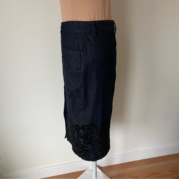 All Saints ALLSAINTS Blue Swyni Denim Hand Beaded Jean Pencil Skirt EUC Size 4 - Picture 6 of 12